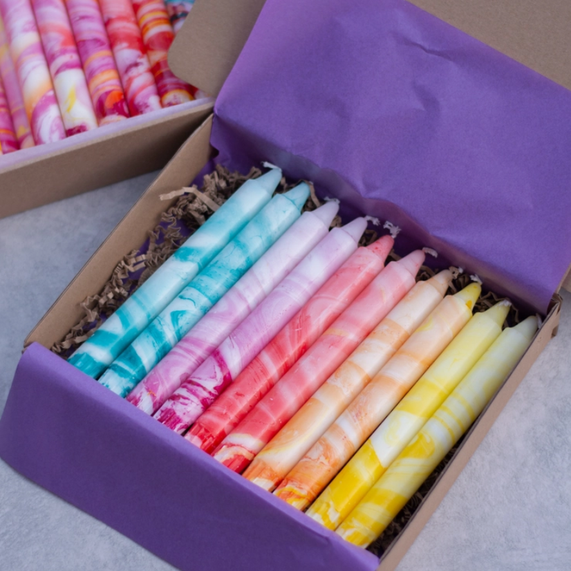 Tapered candle box of 10 $65