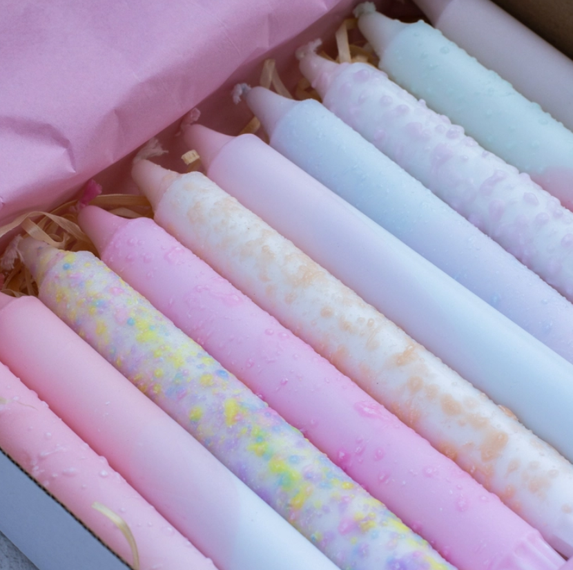 Tapered candle box of 10 $65