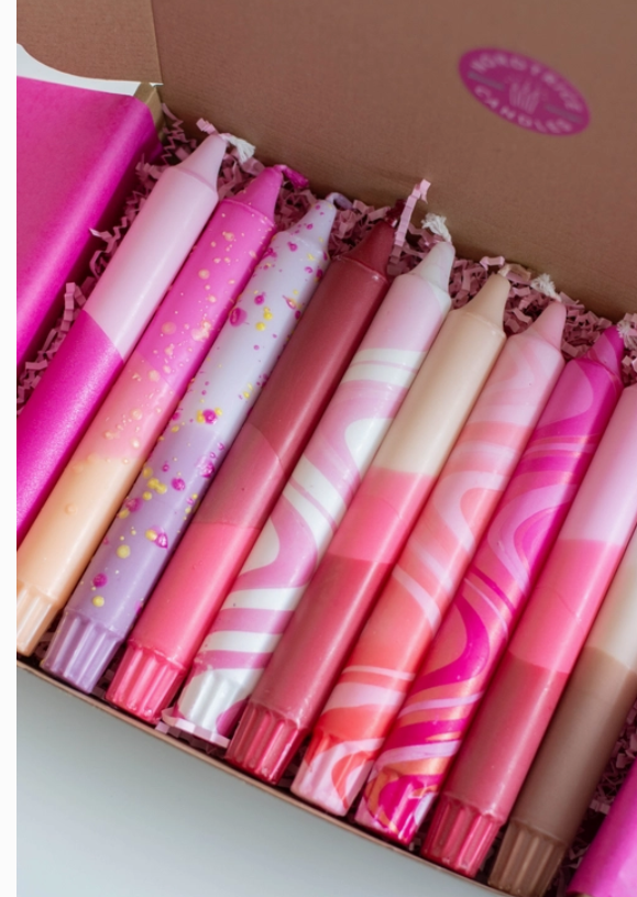 Tapered candle box of 10 $65