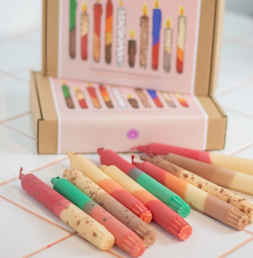 Tapered candle box of 10 $65