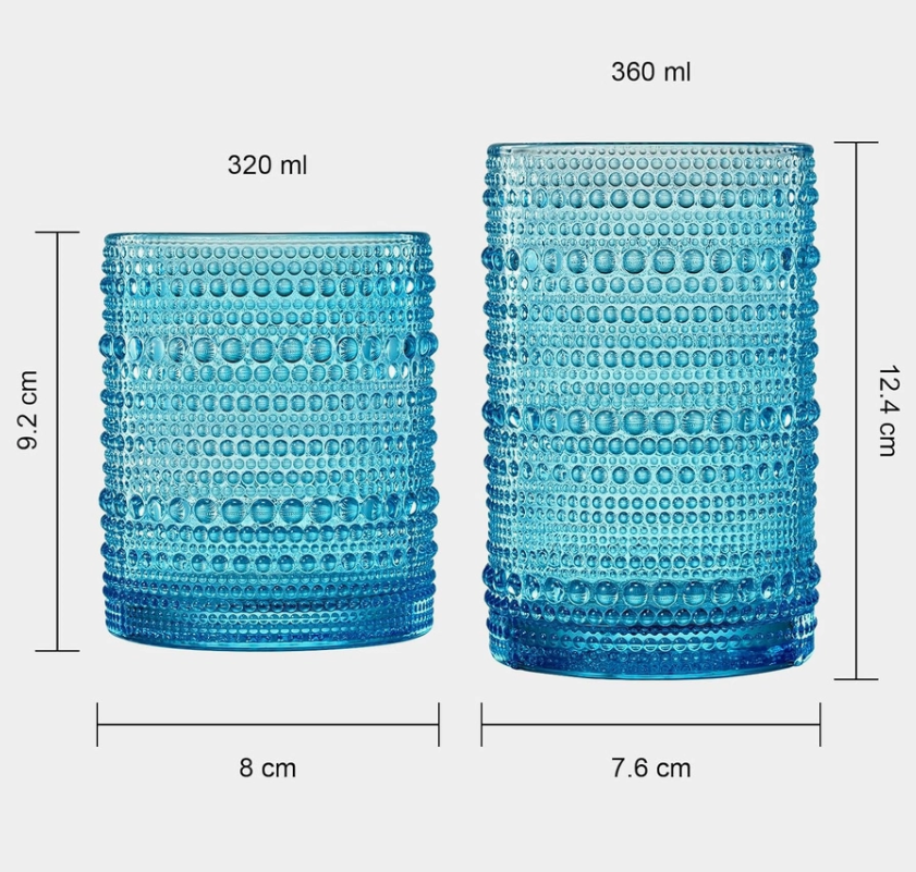 SAV Hobnail Glasses various colours 2 sizes