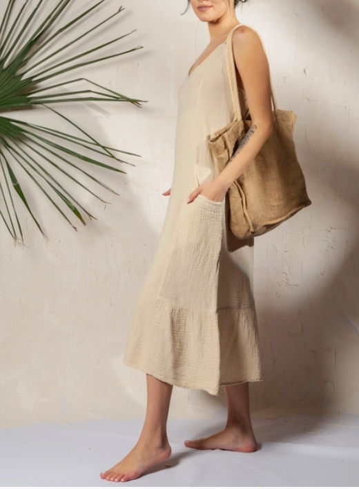 Double Gauze Strapy Midi Dress $105