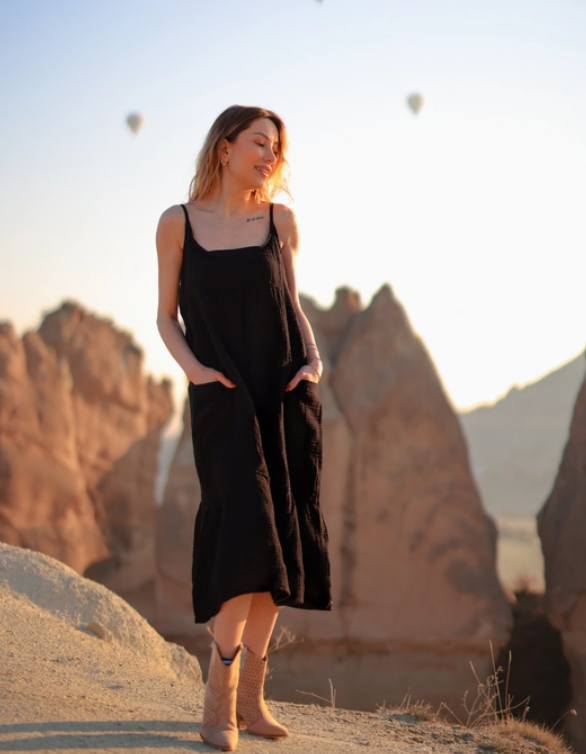 Double Gauze Strapy Midi Dress $105