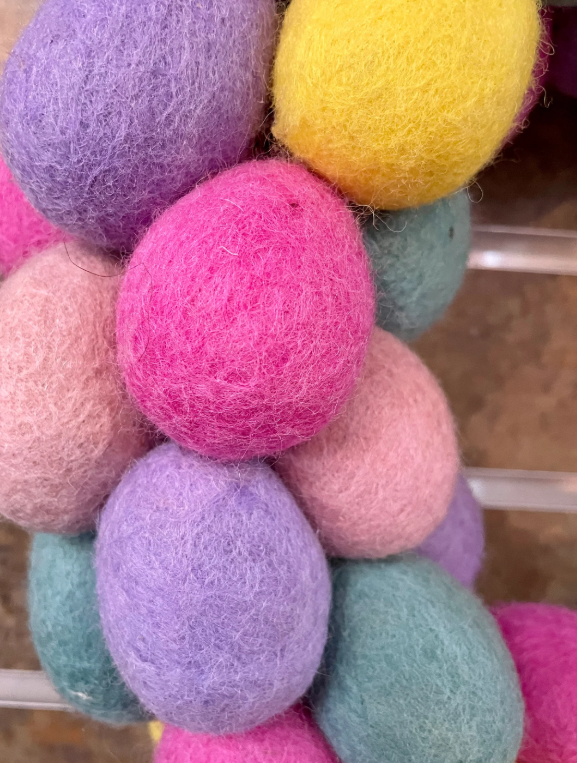 Easter Egg Wreath 100% wool hand felted in Nepal $65