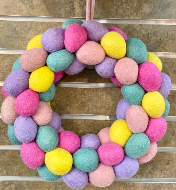 Easter Egg Wreath 100% wool hand felted in Nepal $65