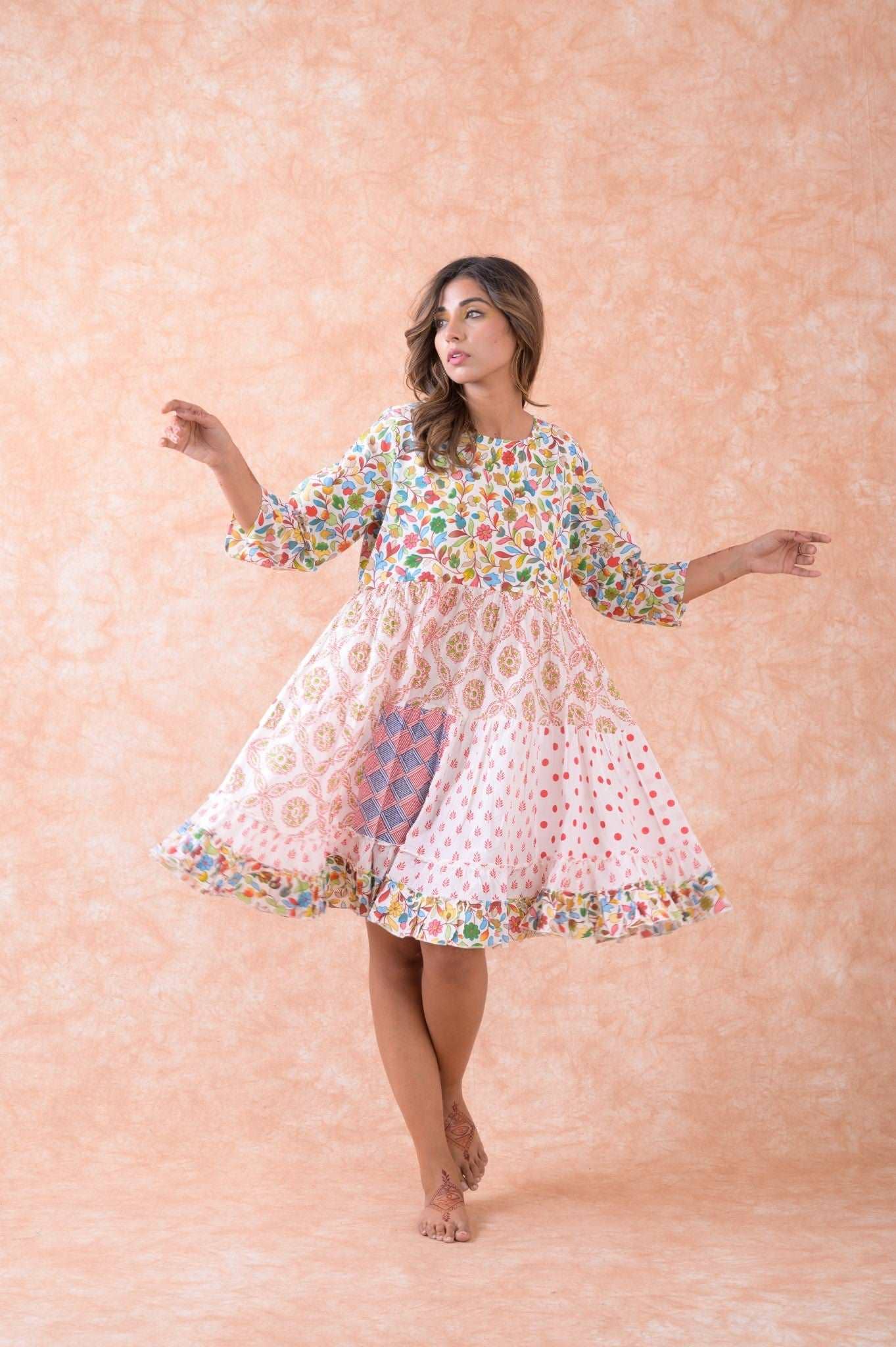 RHE Rhea Multi Pattern Dress $45