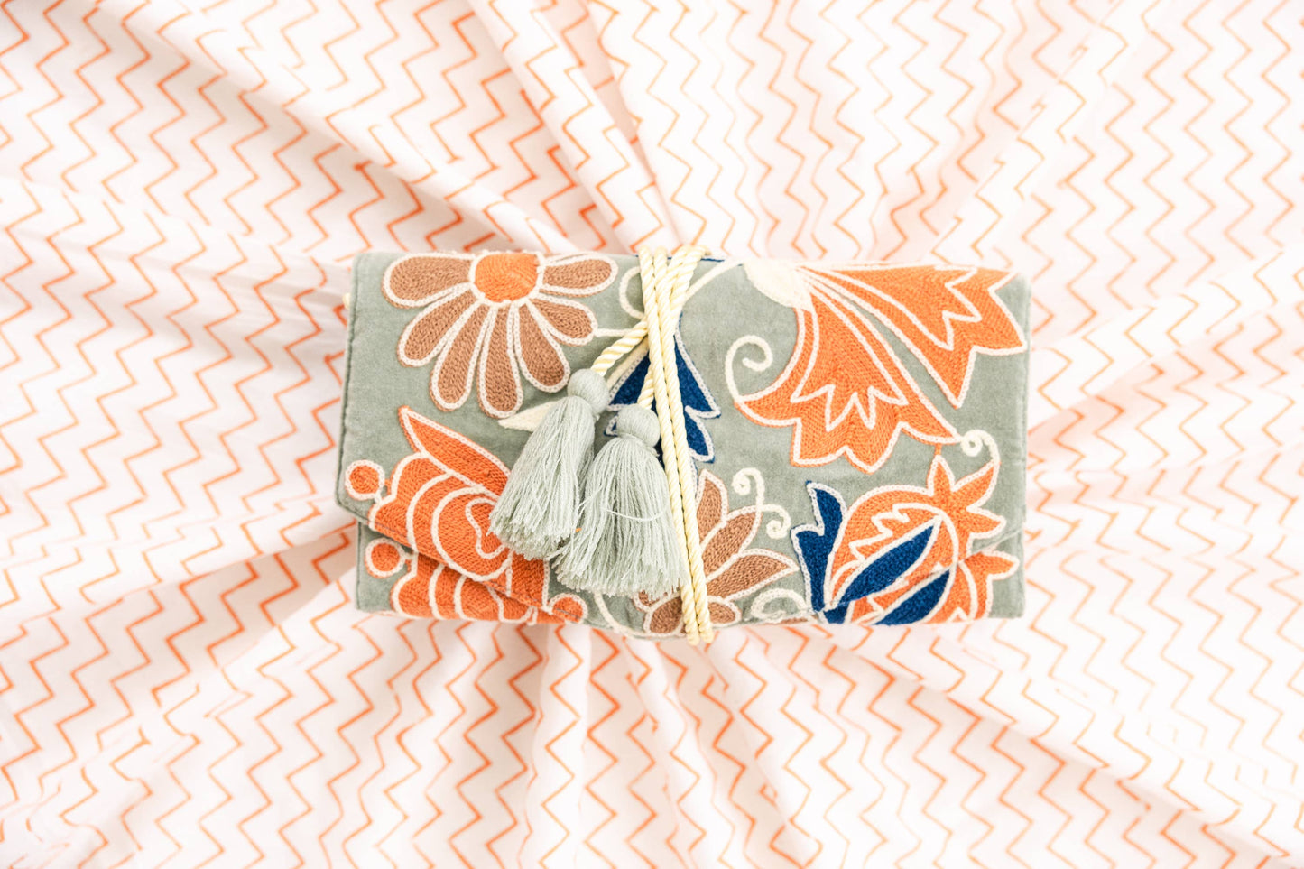 RAB Embroidered Velvet Jewelry Organizer Mint $39