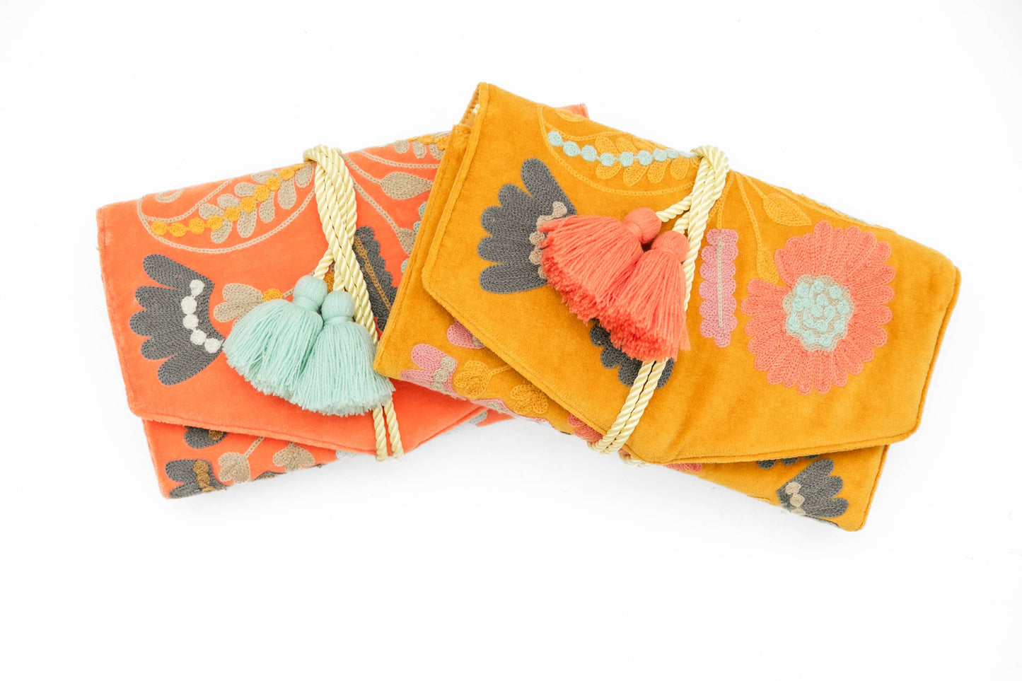 RAB Embroidered Velvet Jewelry Organizer-Mustard $39