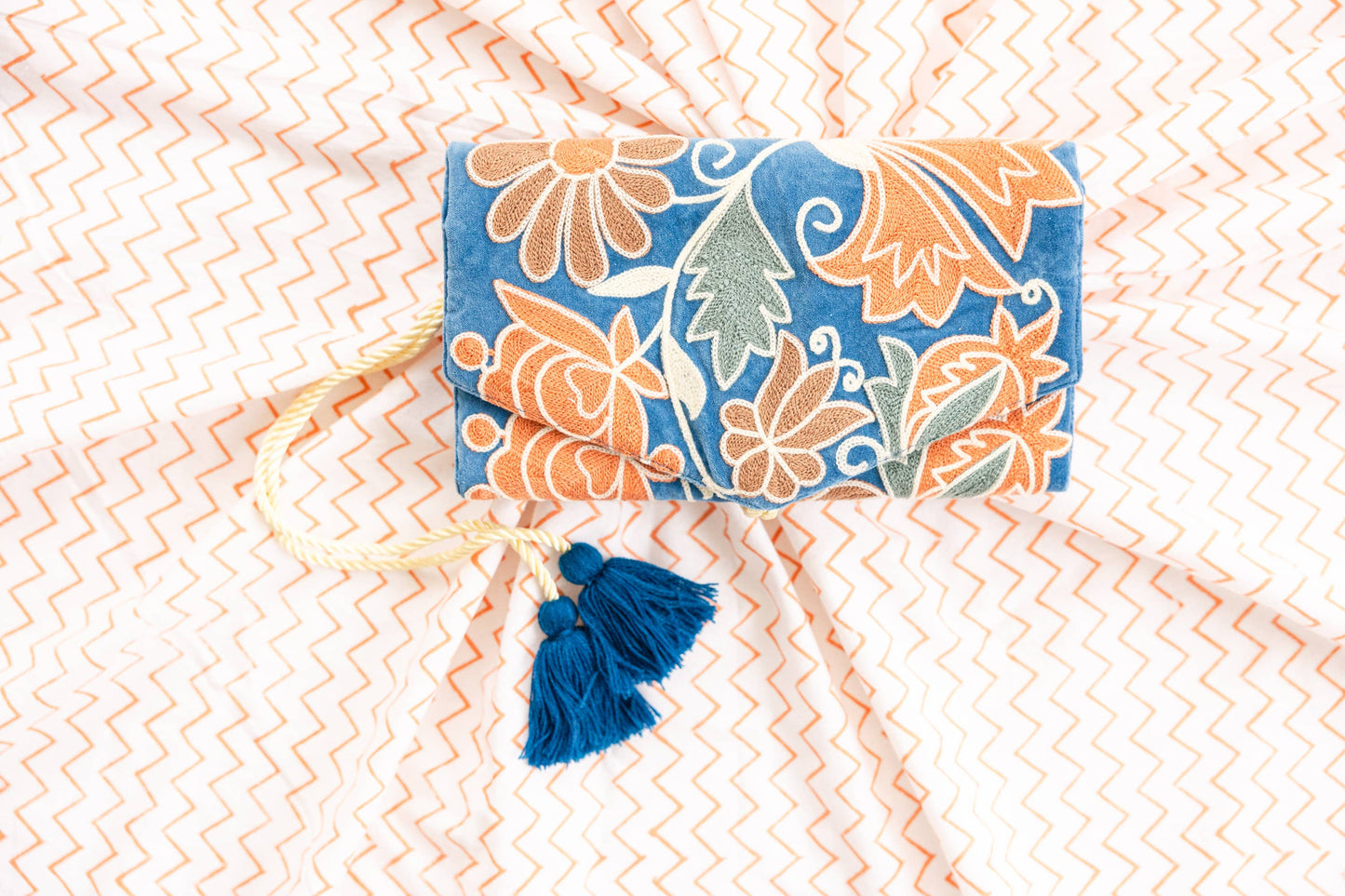 RAB Embroidered Velvet Jewelry Organizer Blue $39