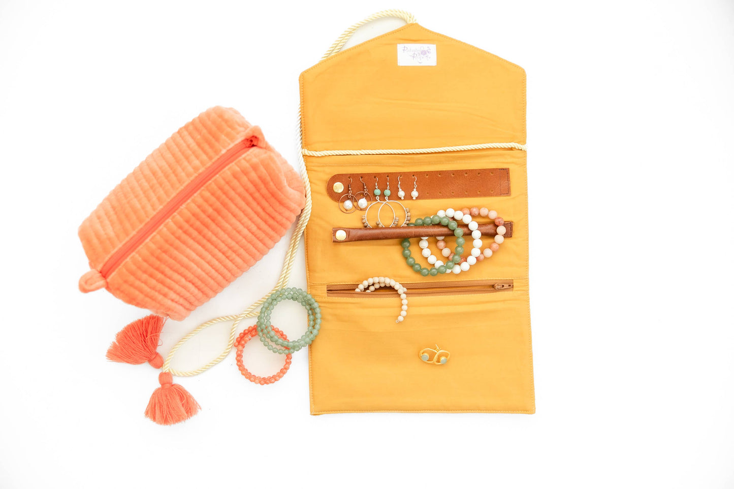 RAB Embroidered Velvet Jewelry Organizer-Mustard $39