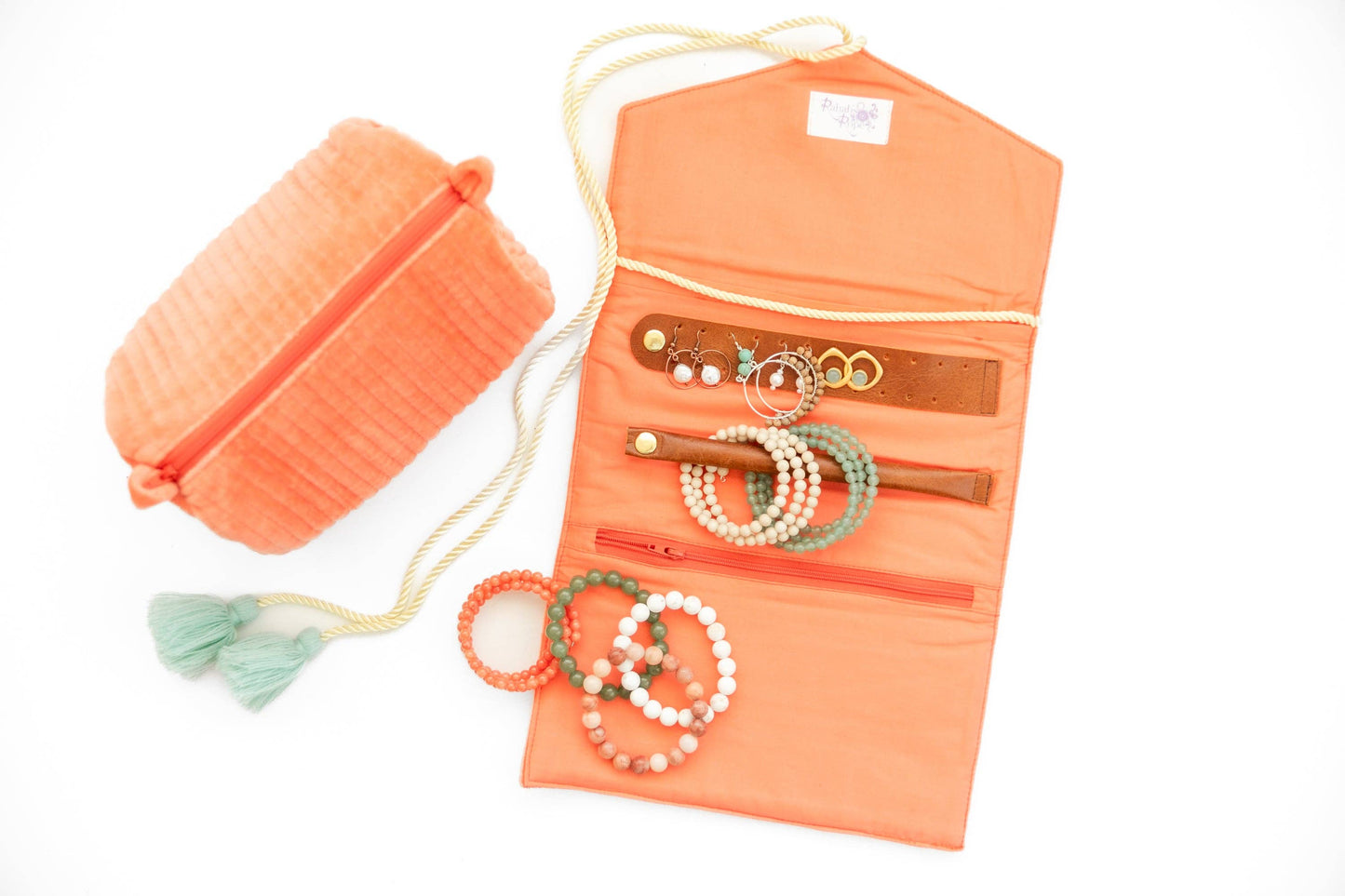 RAB Embroidered Velvet Jewelry Organizer-Coral $39