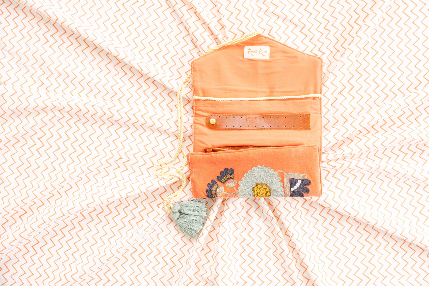 RAB Embroidered Velvet Jewelry Organizer-Coral $39