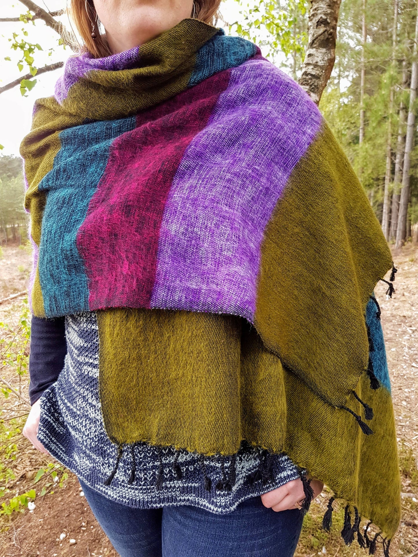 MOG Stripe Nepali Shawls - Hummingbird