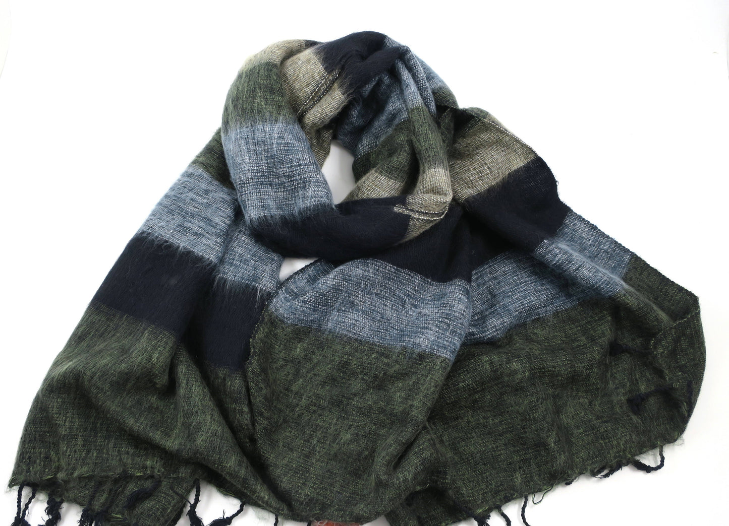 MOG Stripe Nepali Shawls - Charcoal