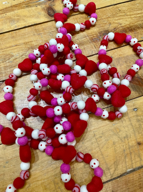 Valentine Theme Garland 100% wool made in Nepal $27
