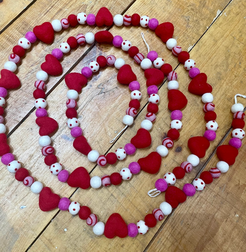 Valentine Theme Garland 100% wool made in Nepal $27