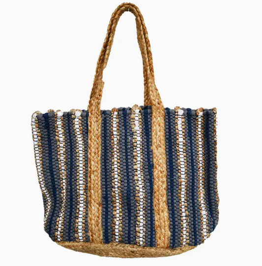 Natural Grey Pure Cotton & Jute Lightweight Tote Bag