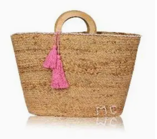 Natural Jute Shopper Tote Bag with Wooden Handle