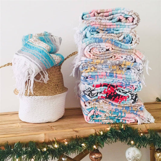 MEX Pastel Mexican Blankets Yoga, Beach, Pool $49