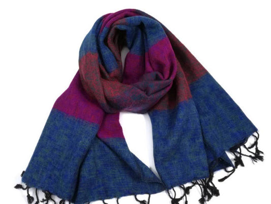 MOG Stripe Nepali Shawls - Sea Holly