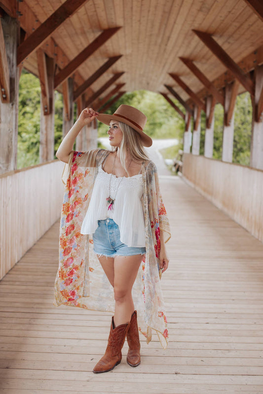 LLE Repurposed Sari Duster Kimono $70