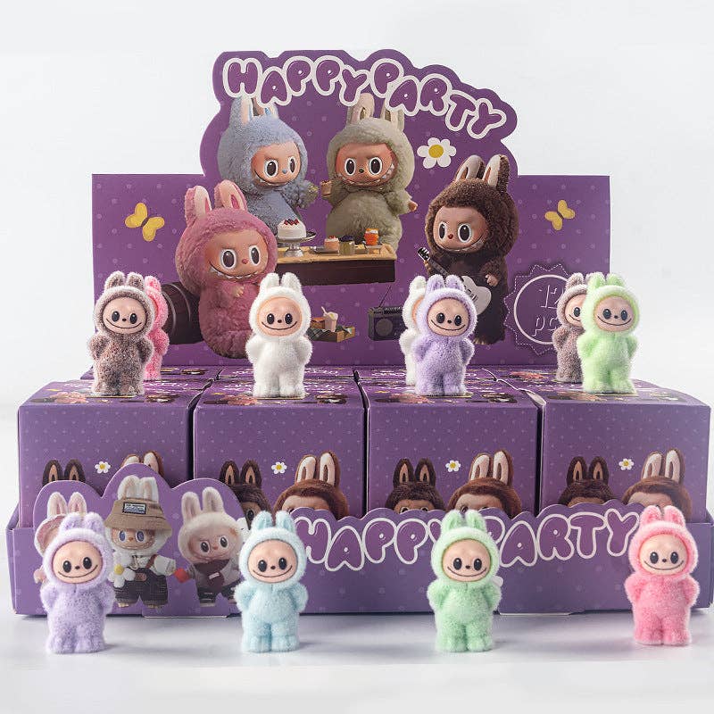 BCC Labubu Flocked Vinyl Figure Collectible Toy Blind Box Surprise Trendy Desk Decor