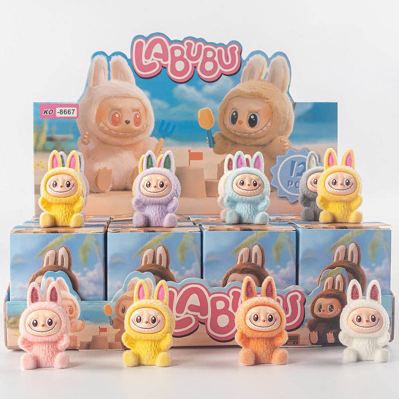 BCC Labubu Flocked Vinyl Figure Collectible Toy Blind Box Surprise Trendy Desk Decor