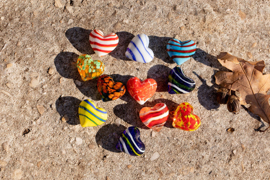 GIV Glass Pocket Hearts - Choose From Three Color Schemes $4