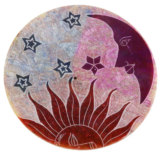DEE Round Soapstone Incense Burner (4 in.) - Sun & Moon $12
