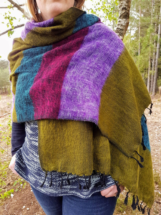 MOG Stripe Nepali Shawls - Hummingbird