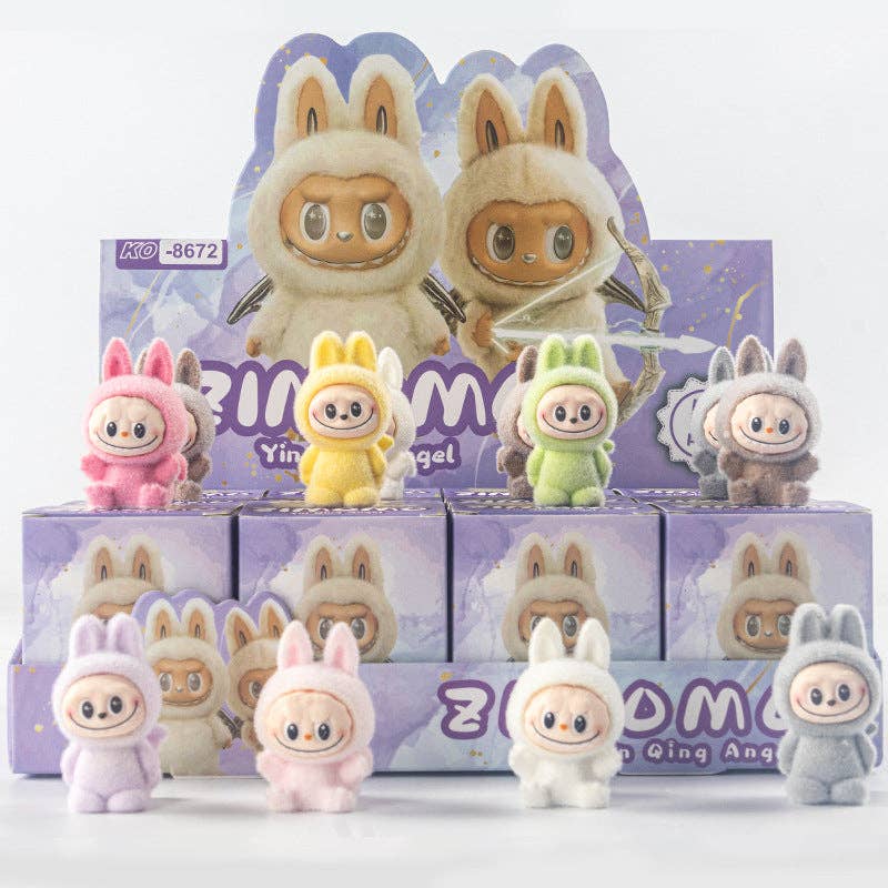 BCC Labubu Flocked Vinyl Figure Collectible Toy Blind Box Surprise Trendy Desk Decor