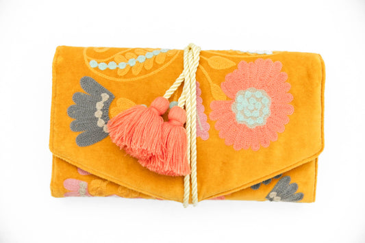 RAB Embroidered Velvet Jewelry Organizer-Mustard $39
