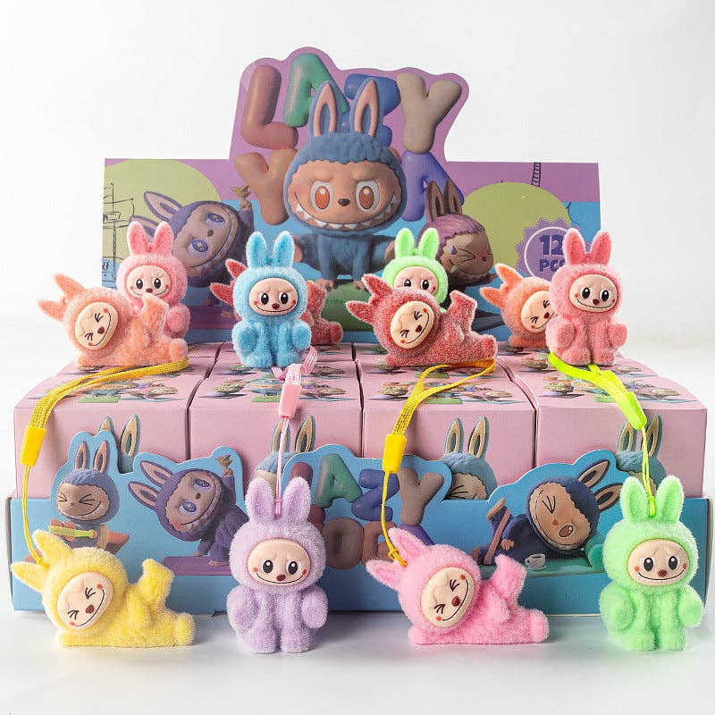 BCC Labubu Flocked Vinyl Figure Collectible Toy Blind Box Surprise Trendy Desk Decor