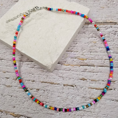 CER Boho Layered Colorful Seed Beads Necklace $10