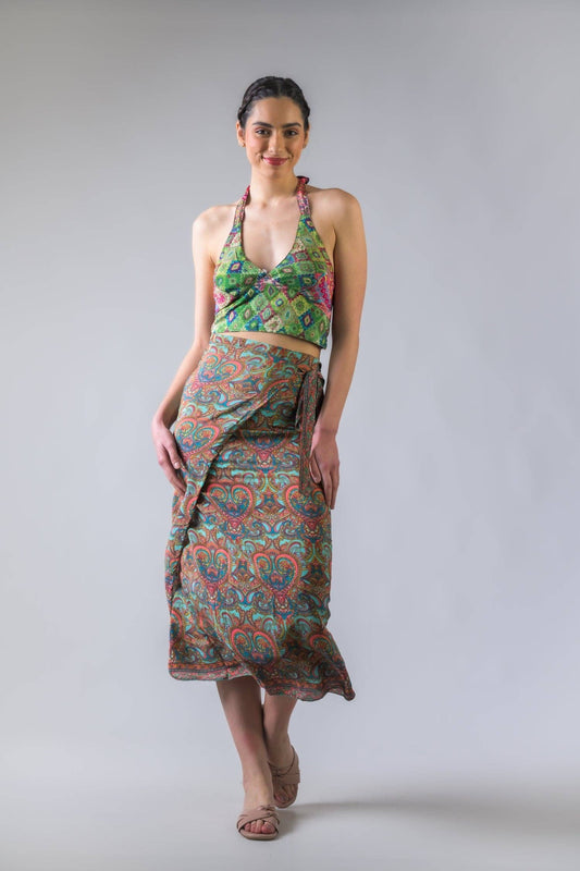 RHE Rhea Flowers Print Long Wrap Skirt Various $50
