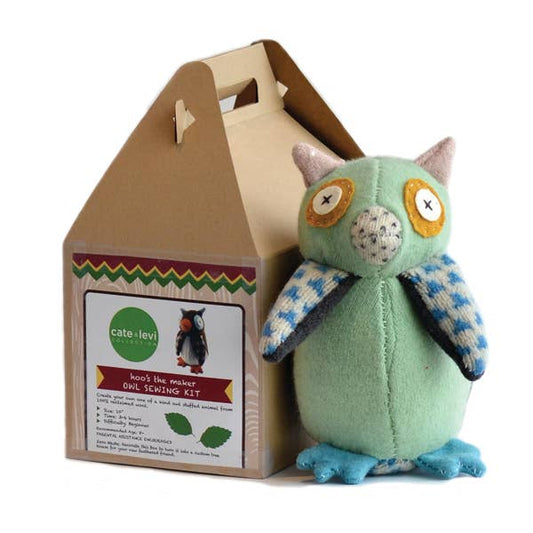 CAT Cate and Levi Owl Stuffed Animal DIY Sewing Kit | Reclaimed Wool $35