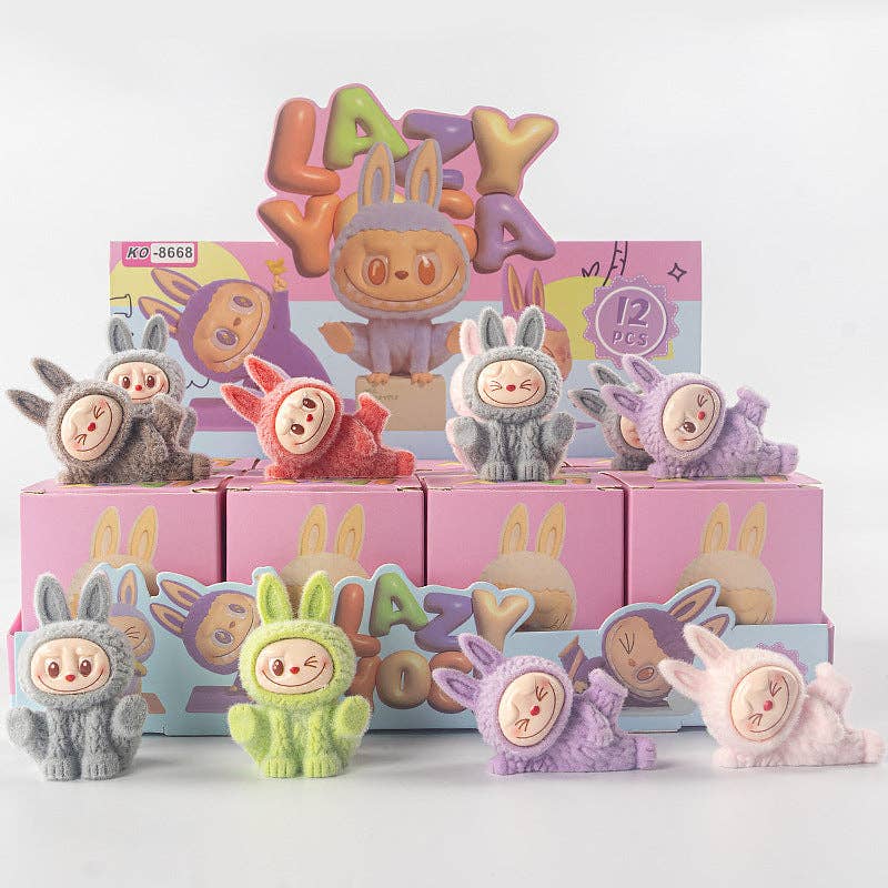 BCC Labubu Flocked Vinyl Figure Collectible Toy Blind Box Surprise Trendy Desk Decor