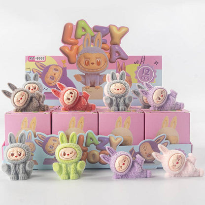 BCC Labubu Flocked Vinyl Figure Collectible Toy Blind Box Surprise Trendy Desk Decor